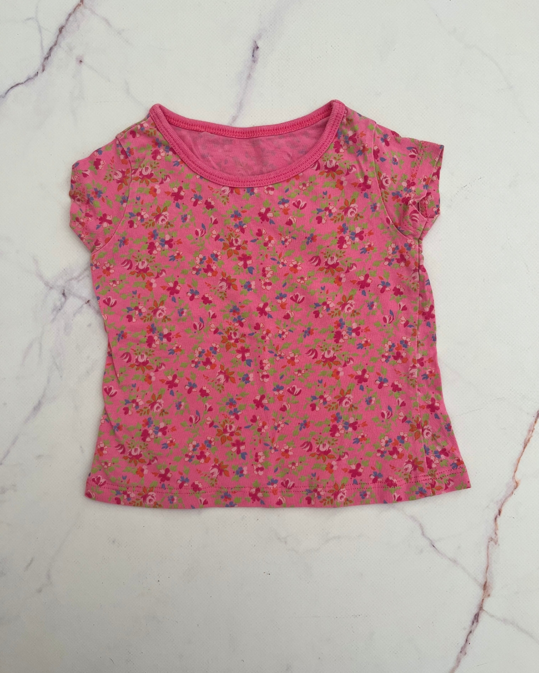 Woolworths pink floral T shirt 18/24M