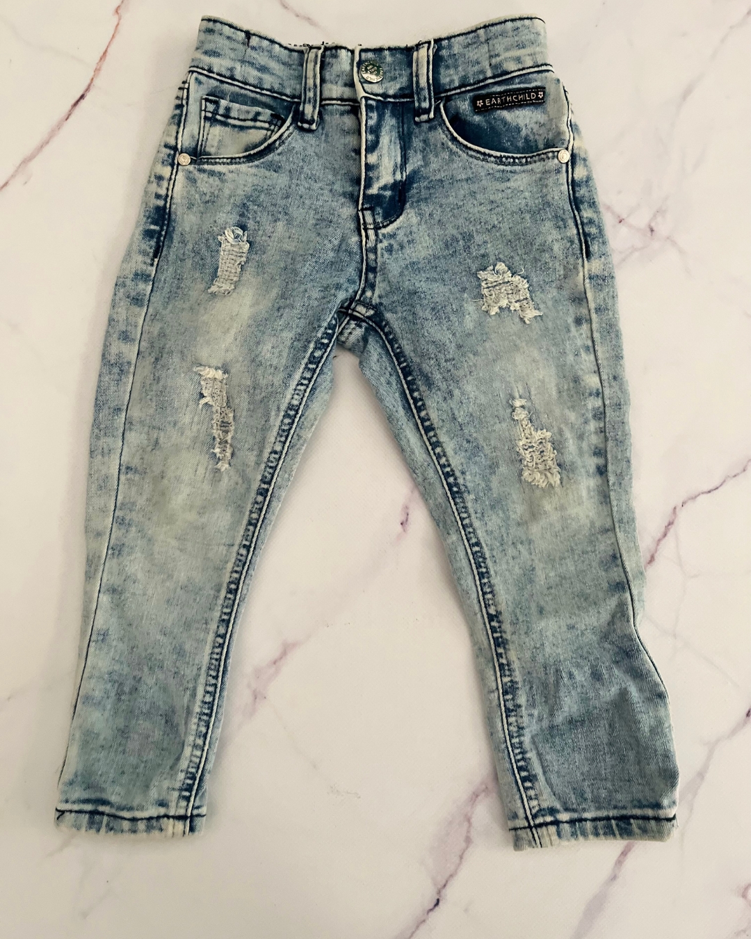 Earth Child light blue ripped jeans 3/4Y