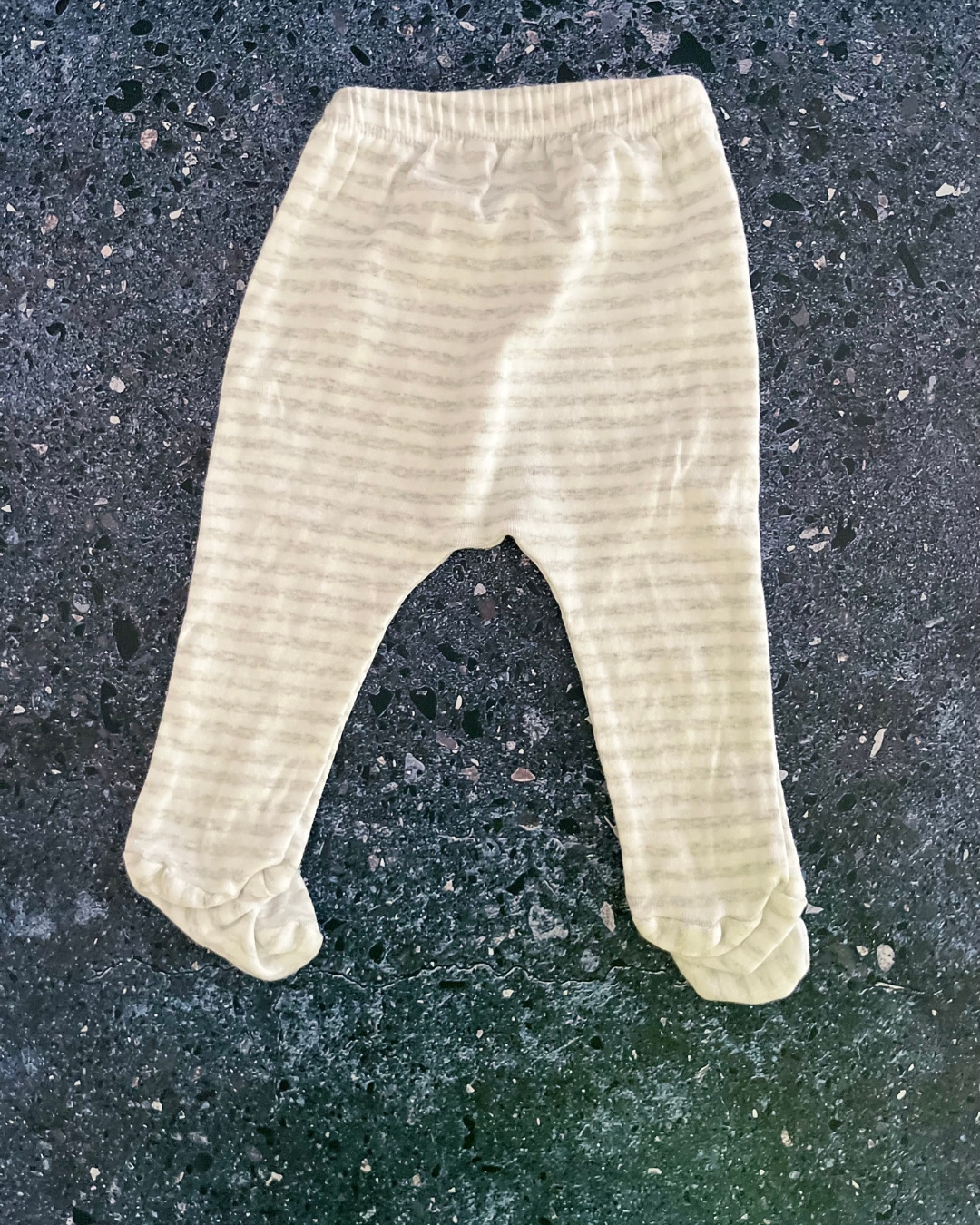 Woolworths white and grey striped pants with feet 1/3M