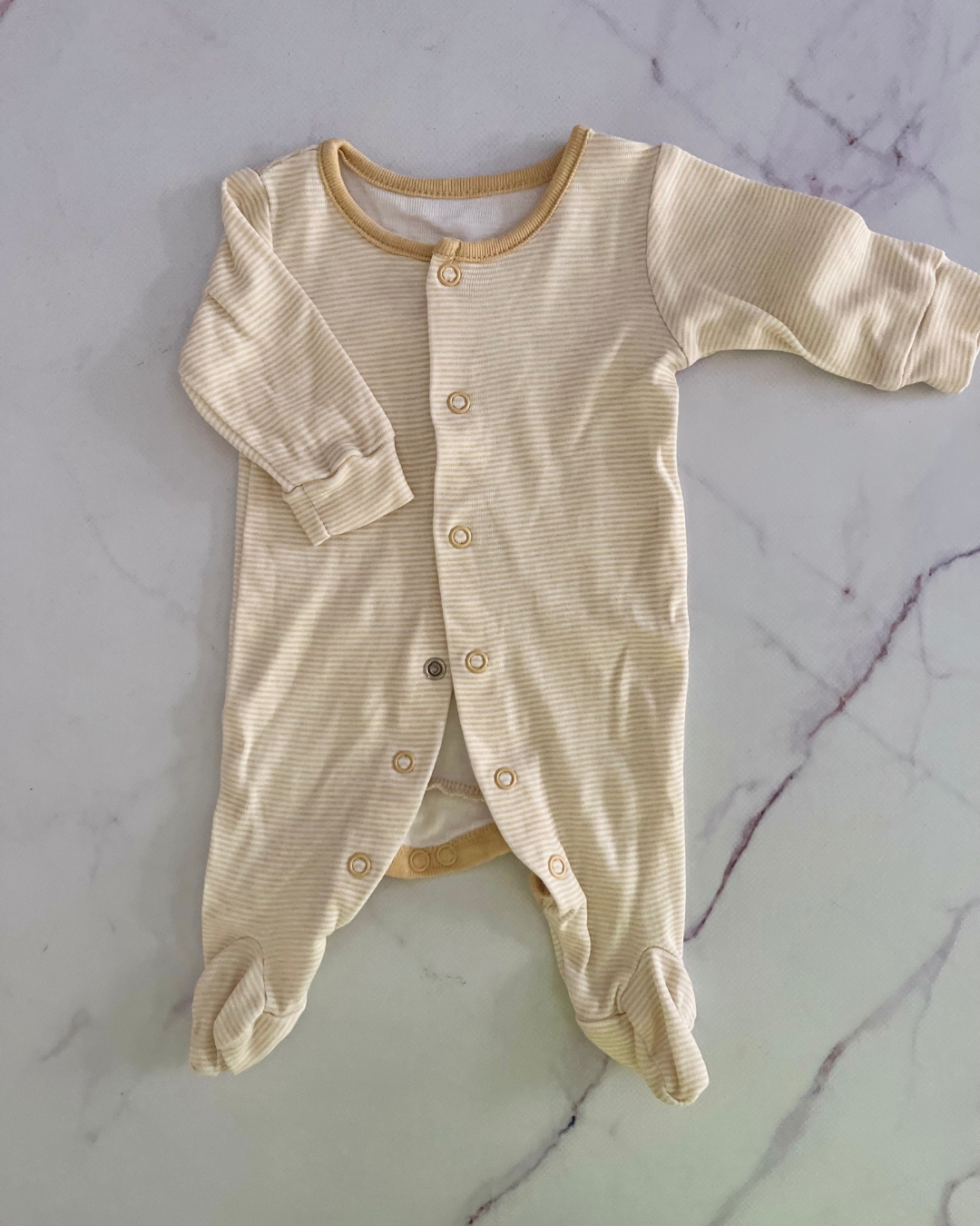 Woolworths yellow and white striped onesie Prem