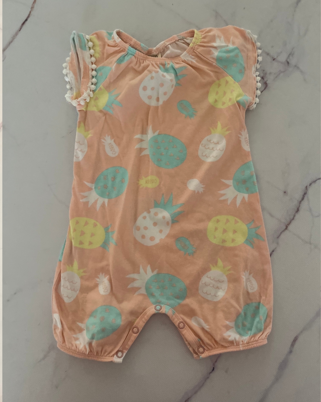 Keedo pink pineapple romper 9/12M