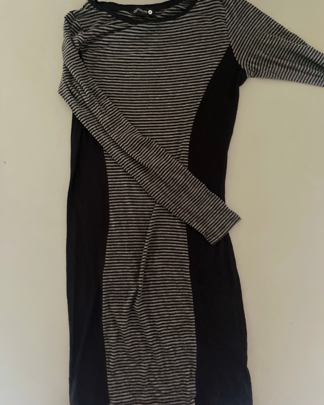 Cotton On black and grey striped dress Medium