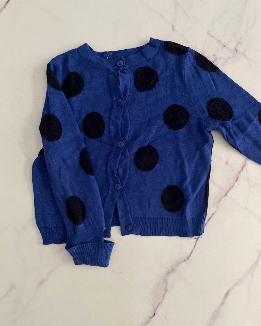 Cotton On blue cardigan with black dots 1Y
