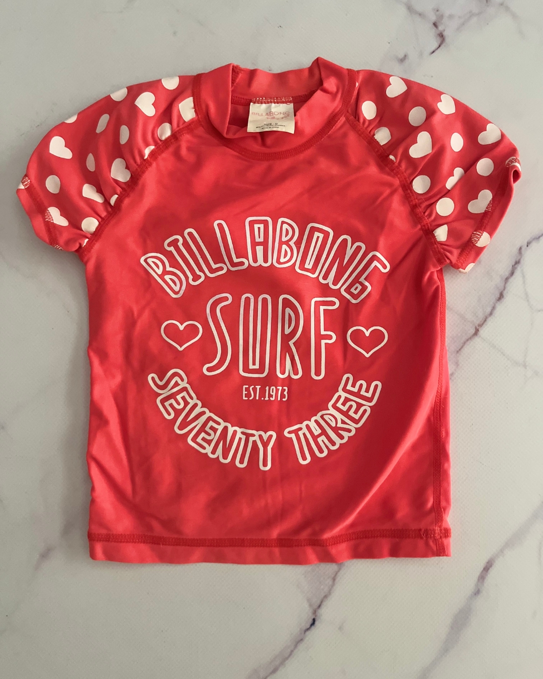 Billabong orange heart rash vest 0/3M