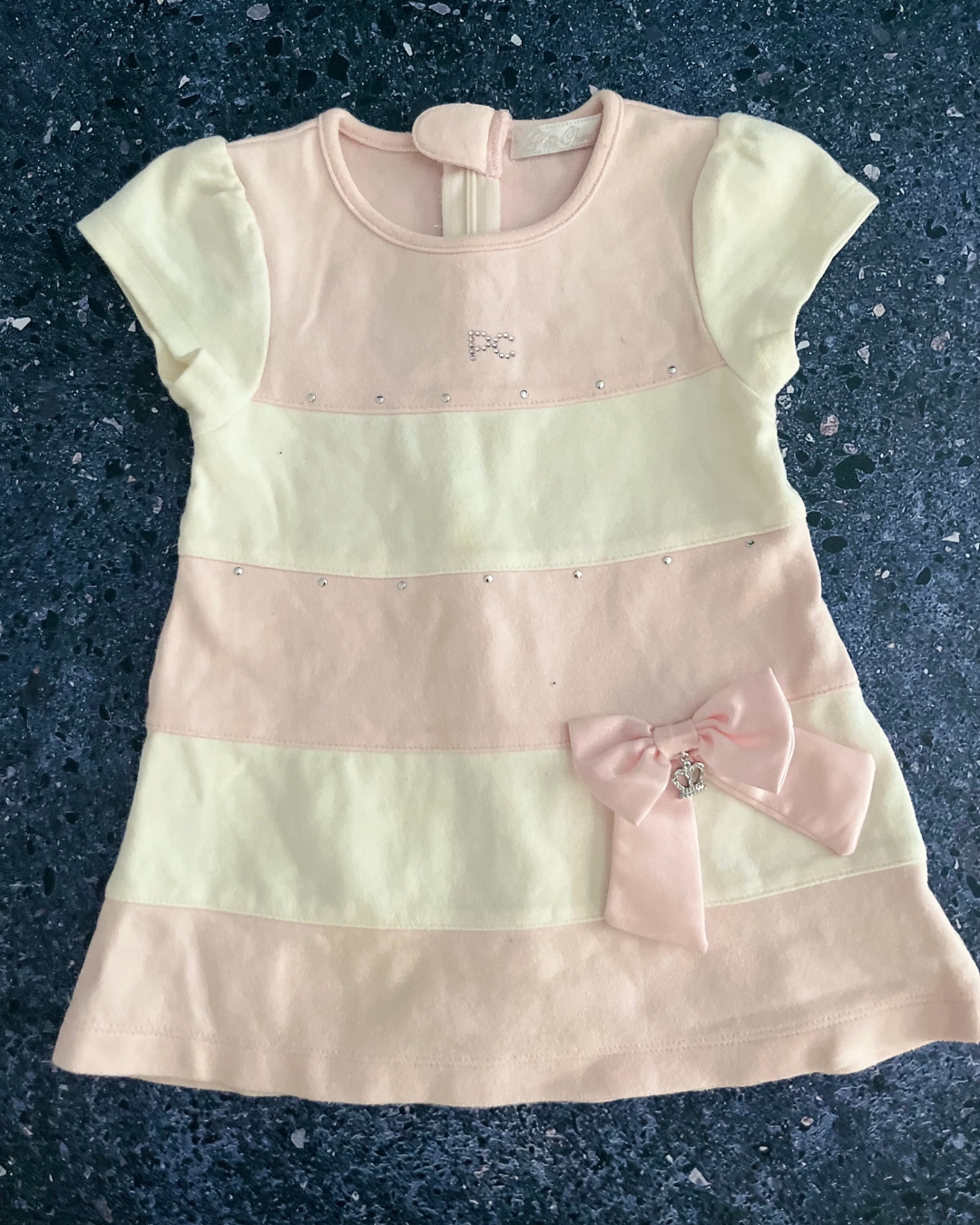 Petit Chou pink and white stripe dress 1Y