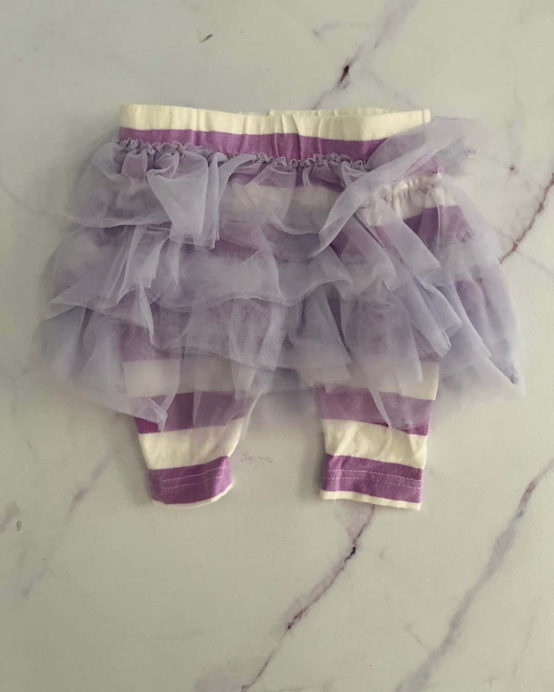 Cotton On purple striped pants with tulle skirt 0/3M