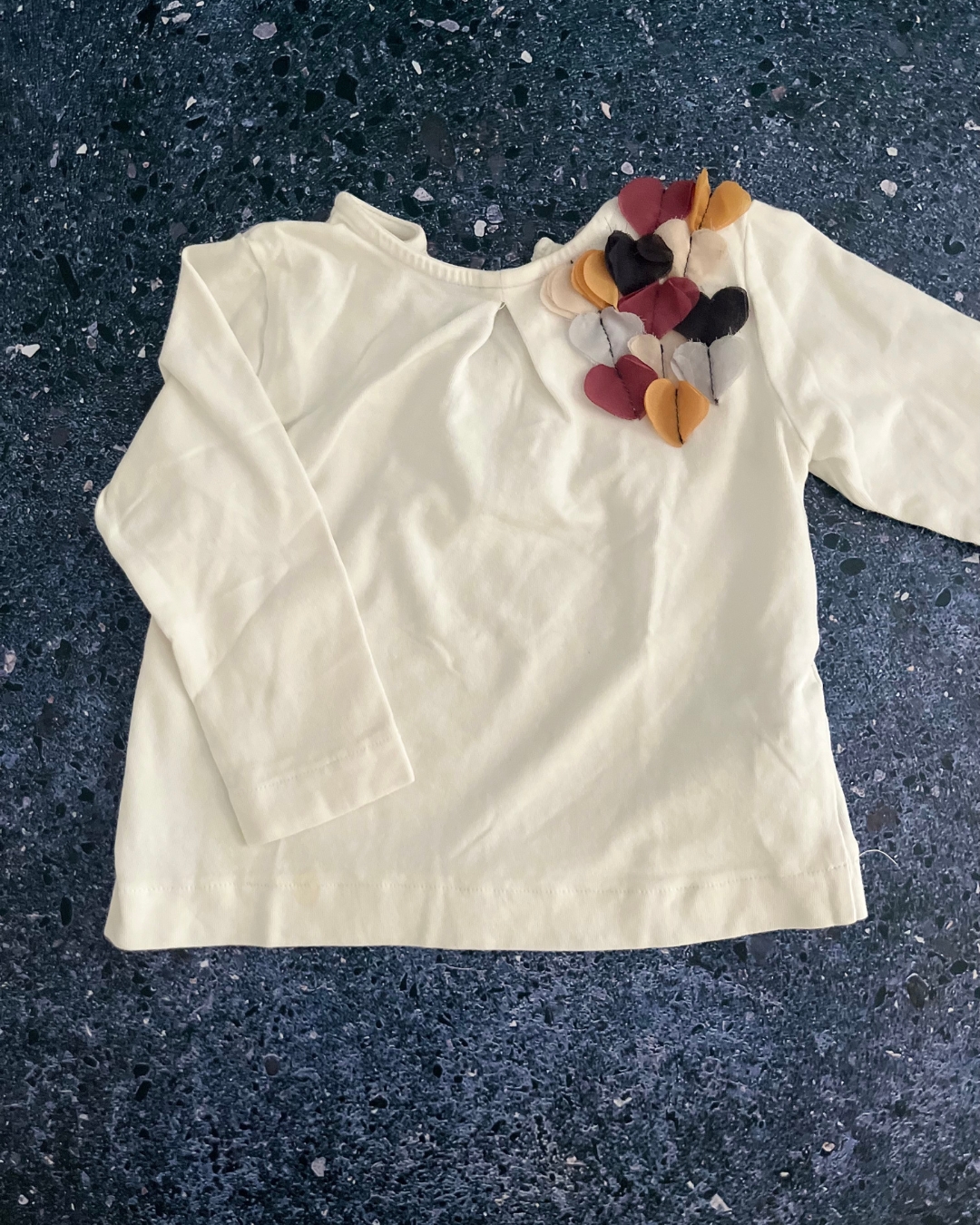 Zara white heart long sleeve T shirt 6/12M