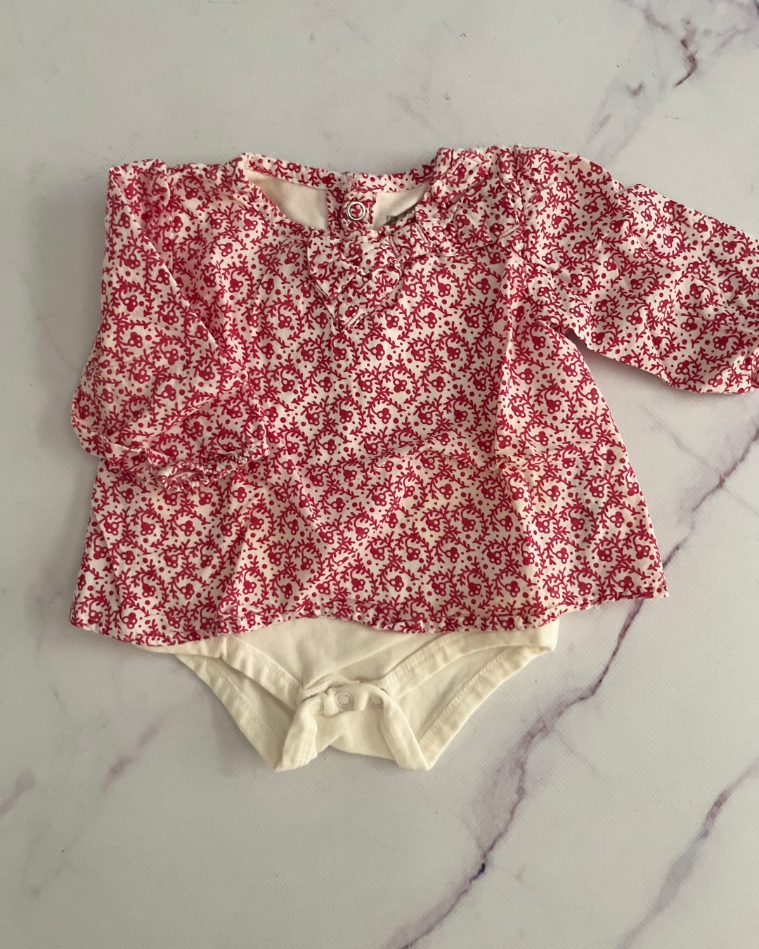 Cotton On white baby grow with red floral overlay Newborn