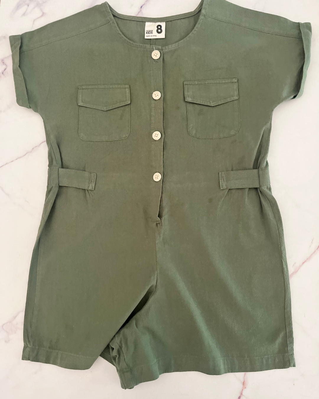 Cotton On green romper 8Y