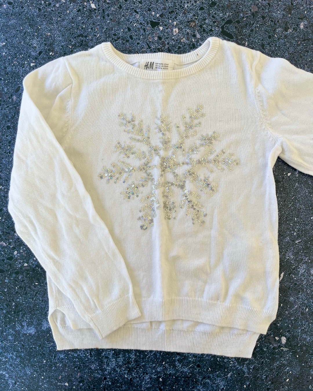H&M white snowflake jersey 5/6Y