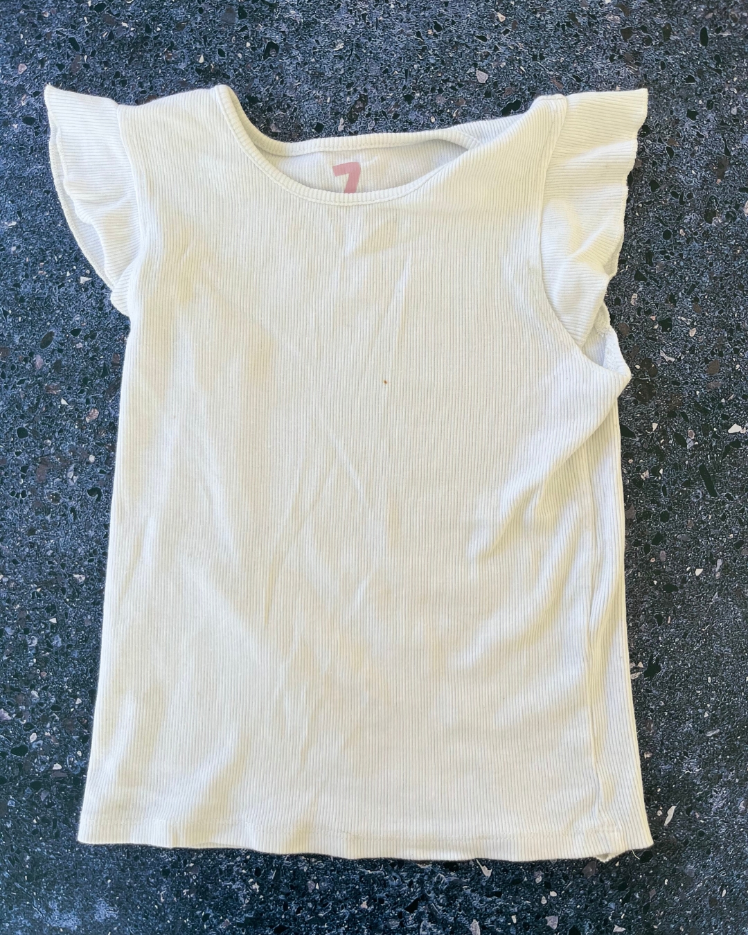 Cotton On white ribbed top 7Y