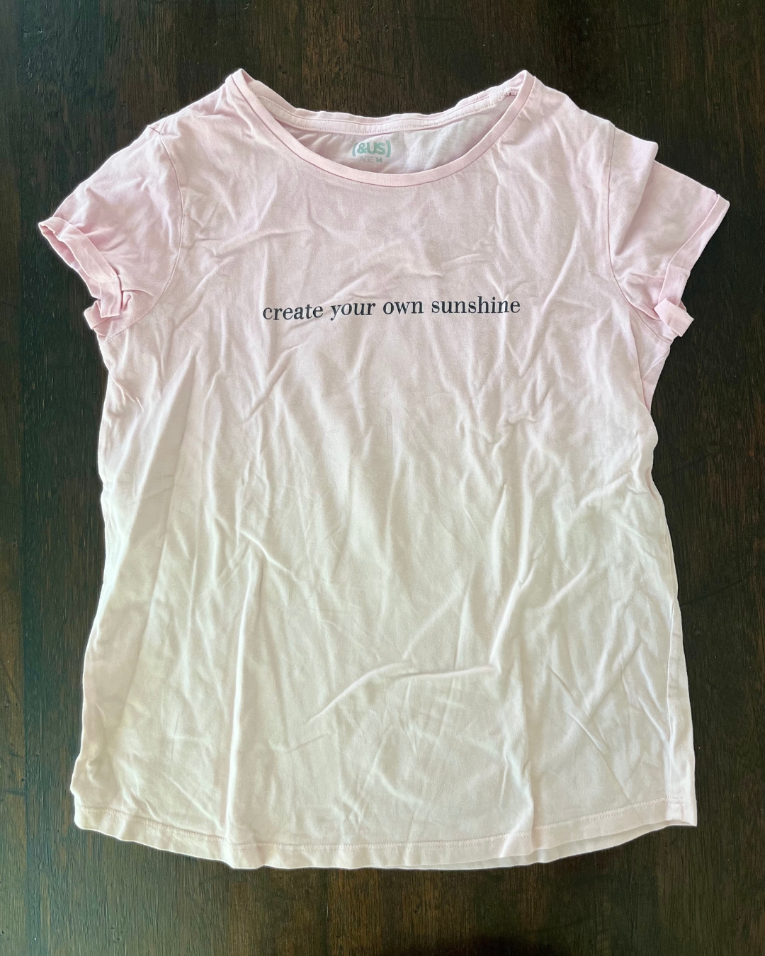 &US pink Create your own Sunshine T shirt 14Y