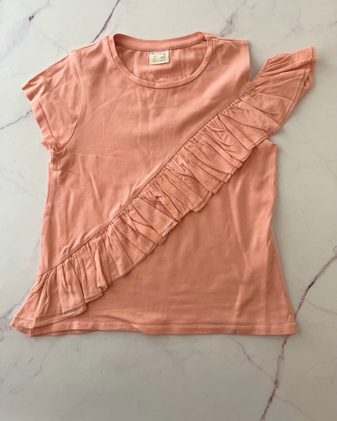 Zara peach frilly top 8Y