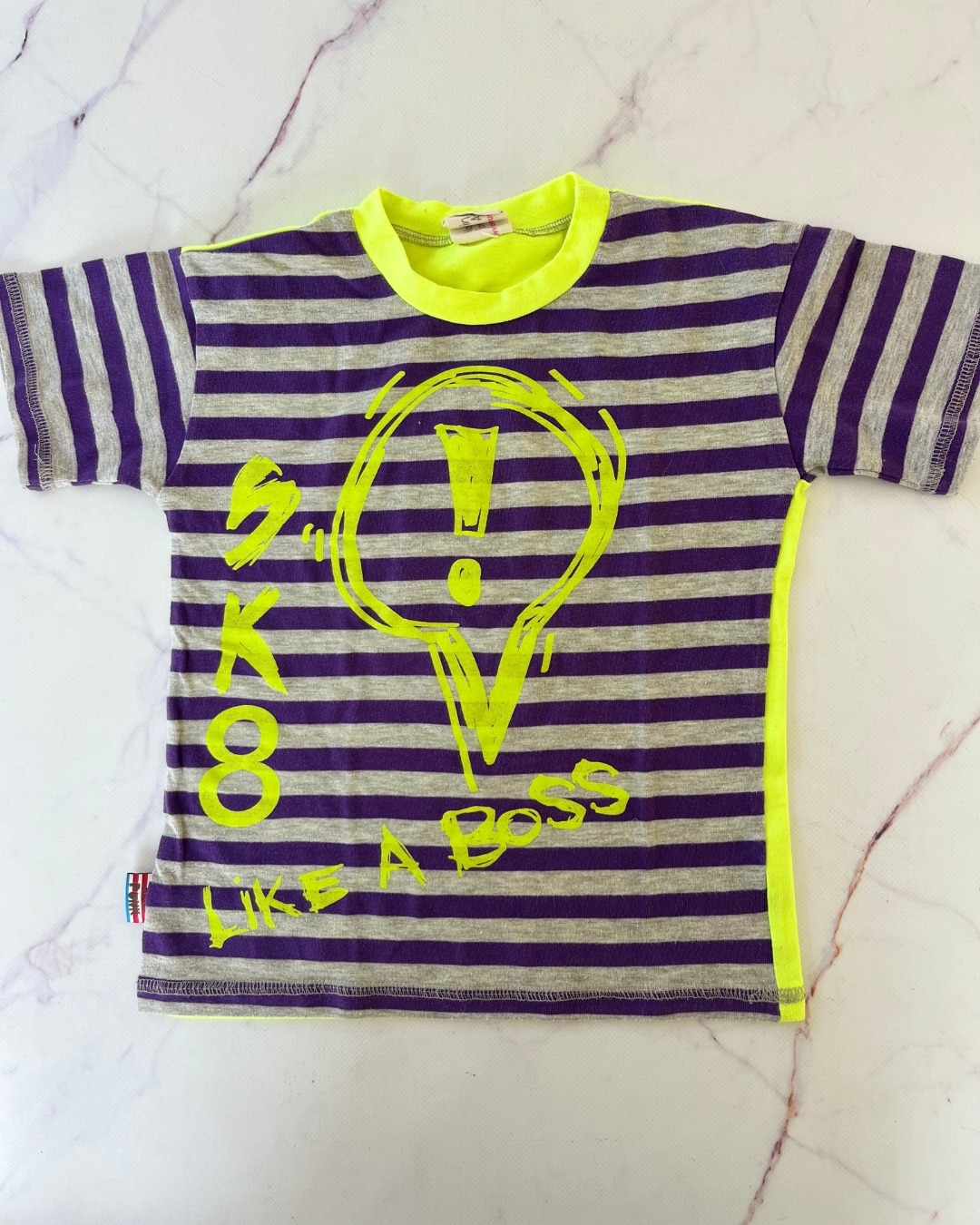 Eco Punk purple and grey Sk8 like a Boss T shirt 3/4Y