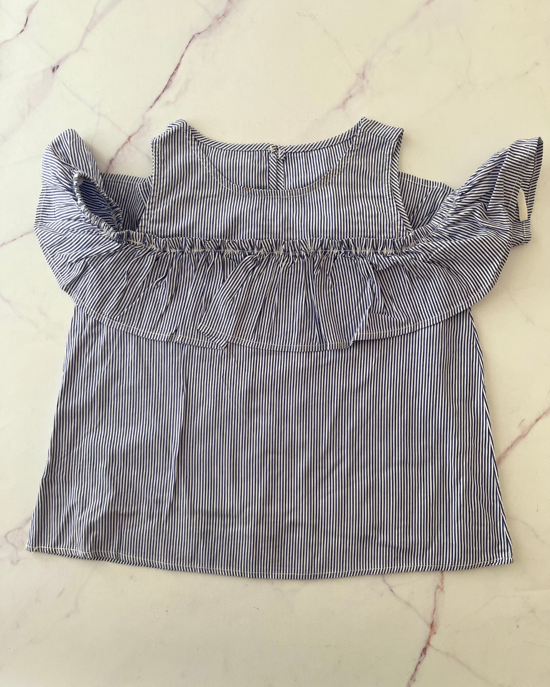 &US blue and white striped top 11Y