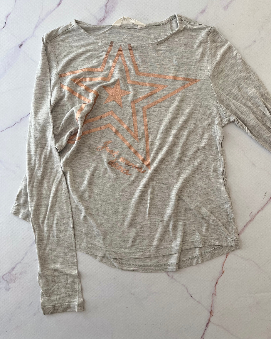 H&M grey thin Star long sleeve top 10/12Y