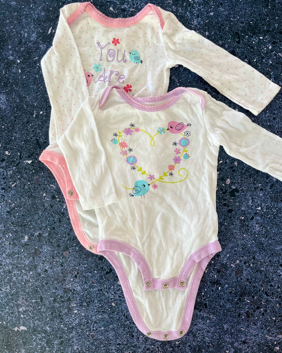 Koala Baby polka dot and bird baby grow set 3/6M