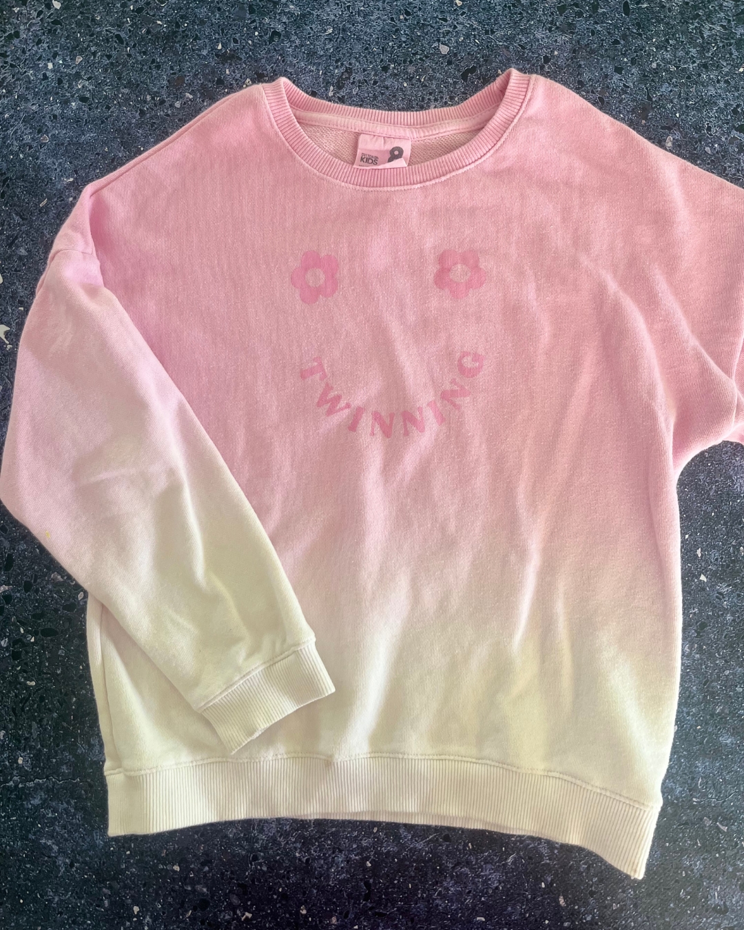 Cotton On pink and white fade in Twinning sweater 8Y