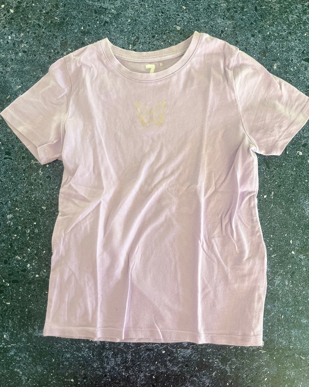 Cotton On purple butterfly T shirt 7Y