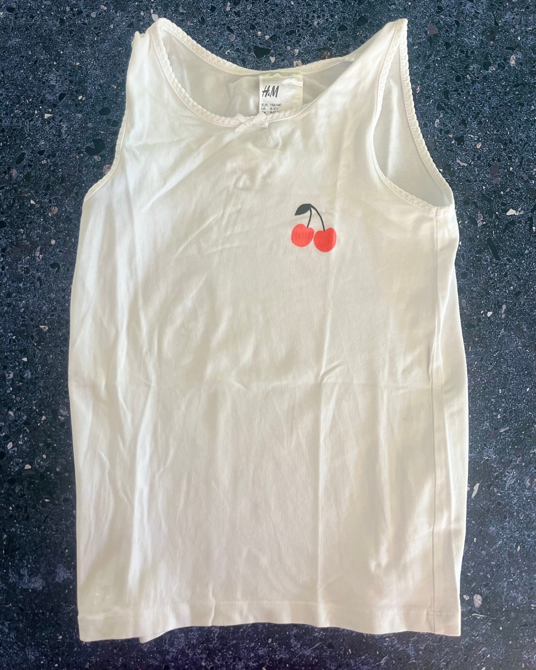 H&M white cherry vest 9/10Y