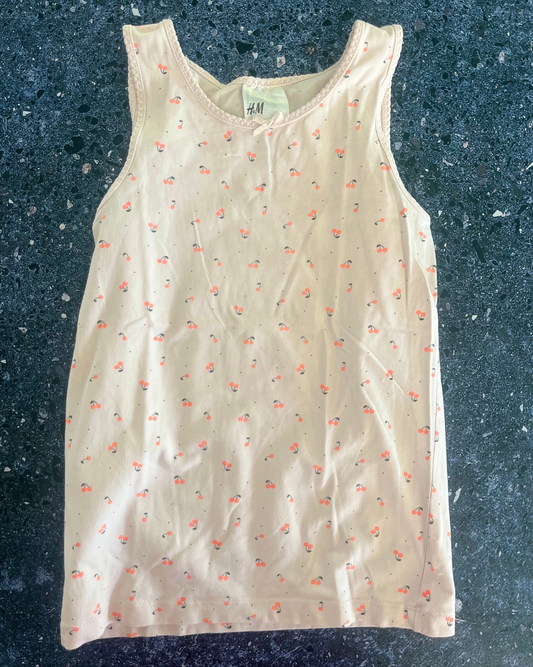 H&M pink cherry vest 9/10Y