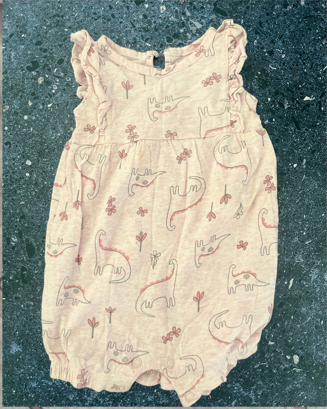 Carter's pink dinosaur romper 6M