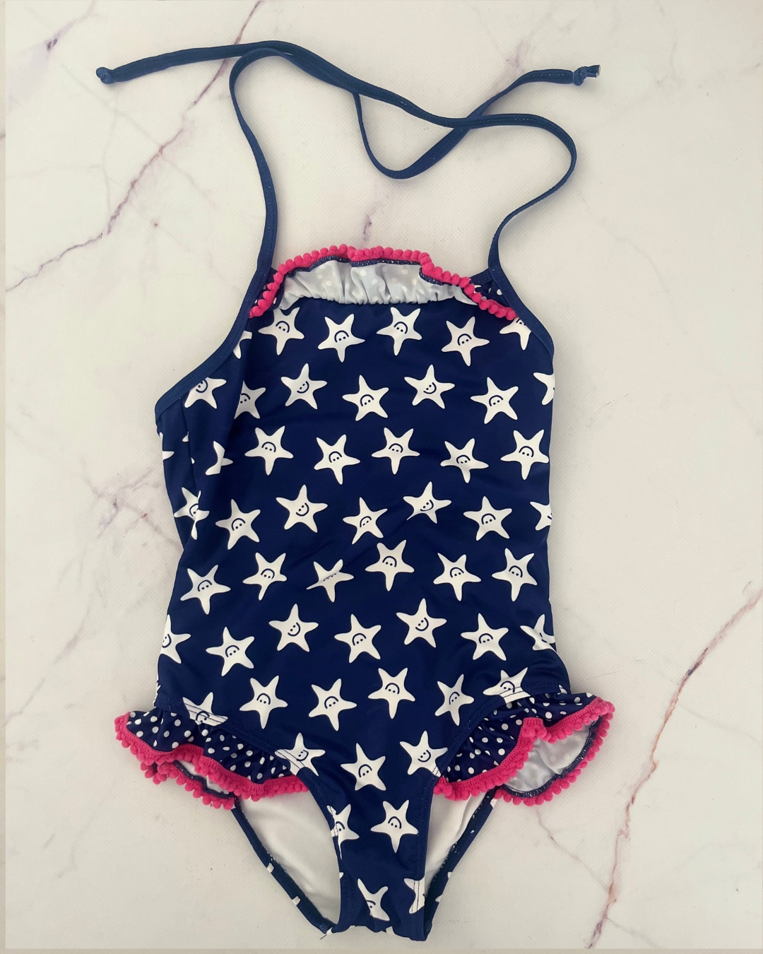 Blue and pink star swimming costume 5Y