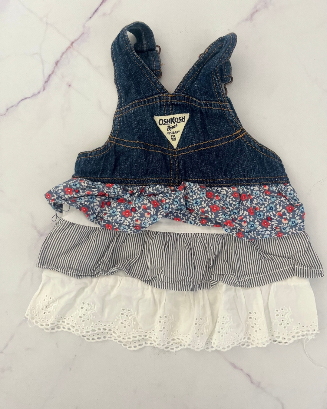 Osh Kosh denim and flower layered dress 6M