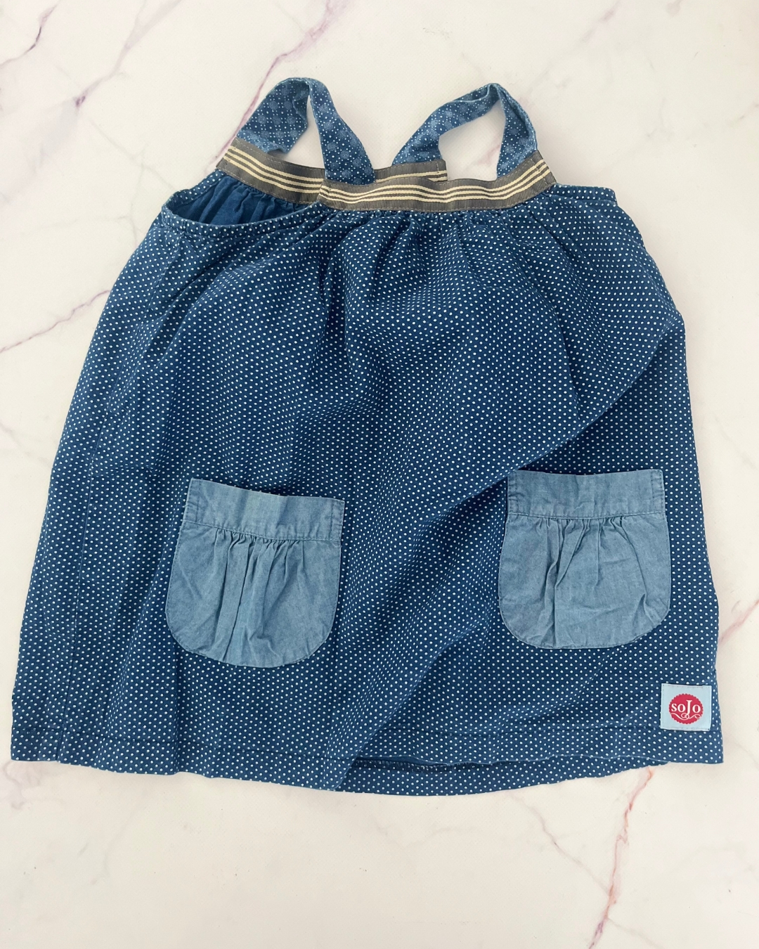 Sojo blue polka dot dress 3/4Y