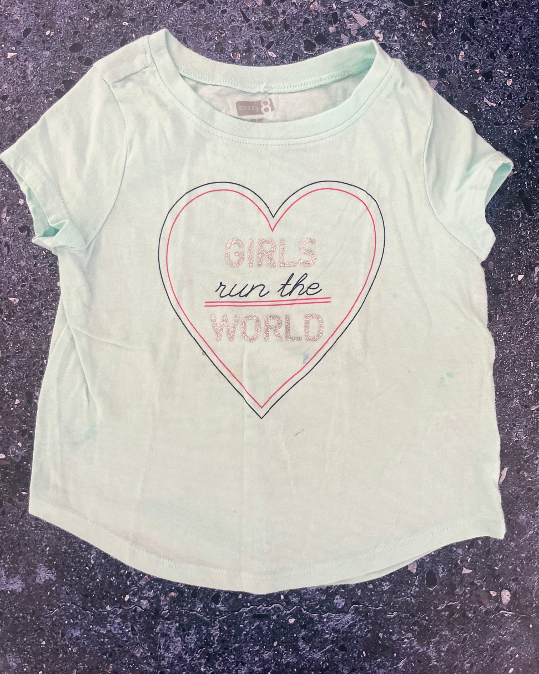 Crazy 8 green Girls Run the World T shirt 4Y