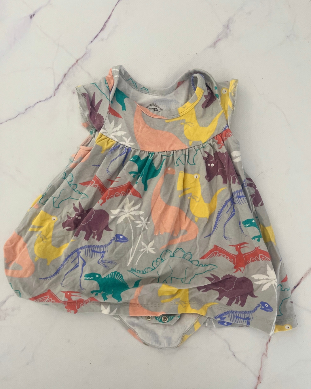 Princess Awesome grey dinosaur dress 12M