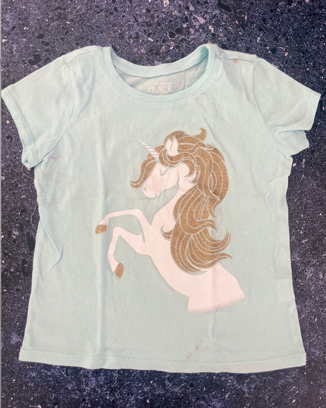 The Childrens Place blue unicorn T shirt 4Y