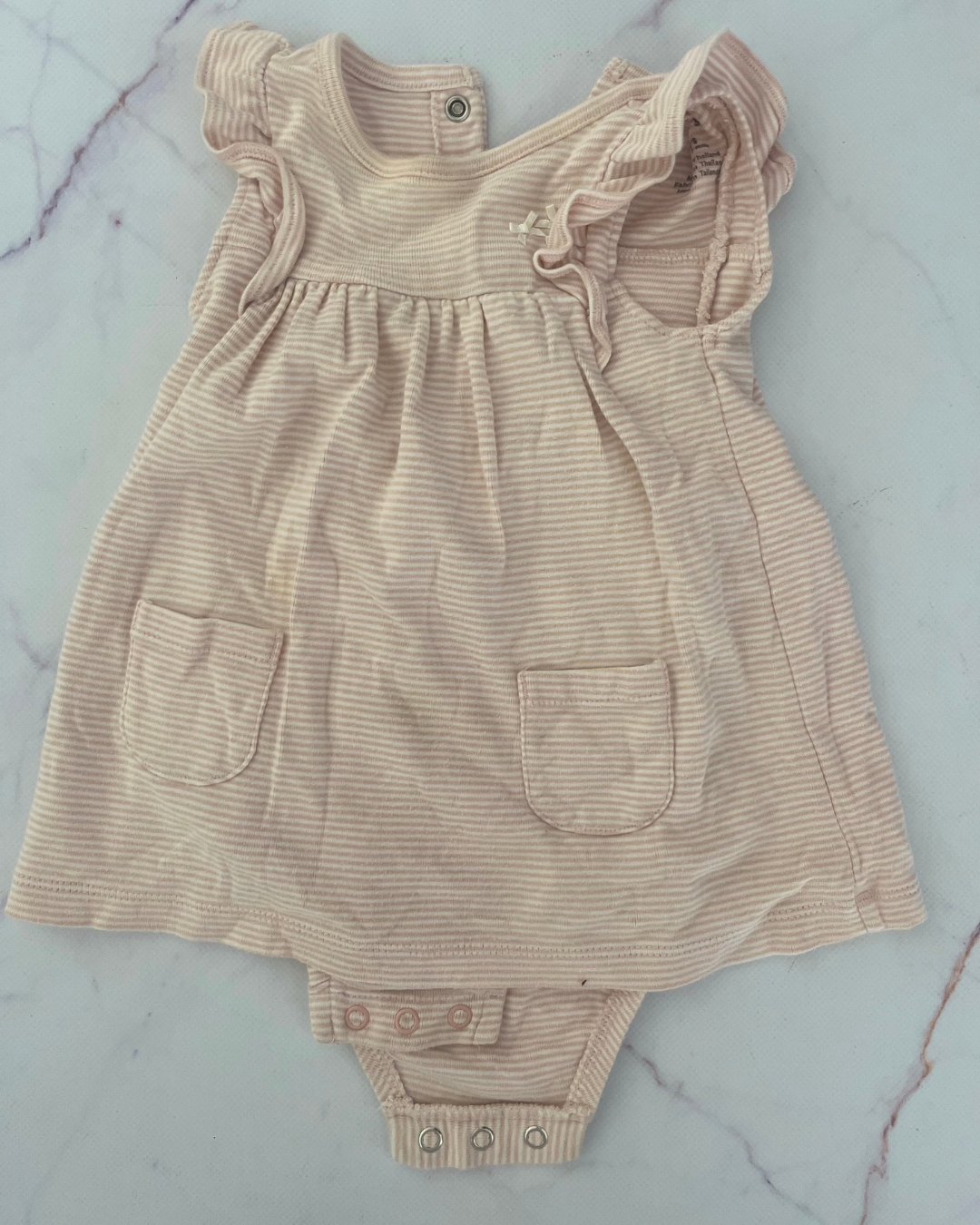 Carters orange and white striped baby grow 9M