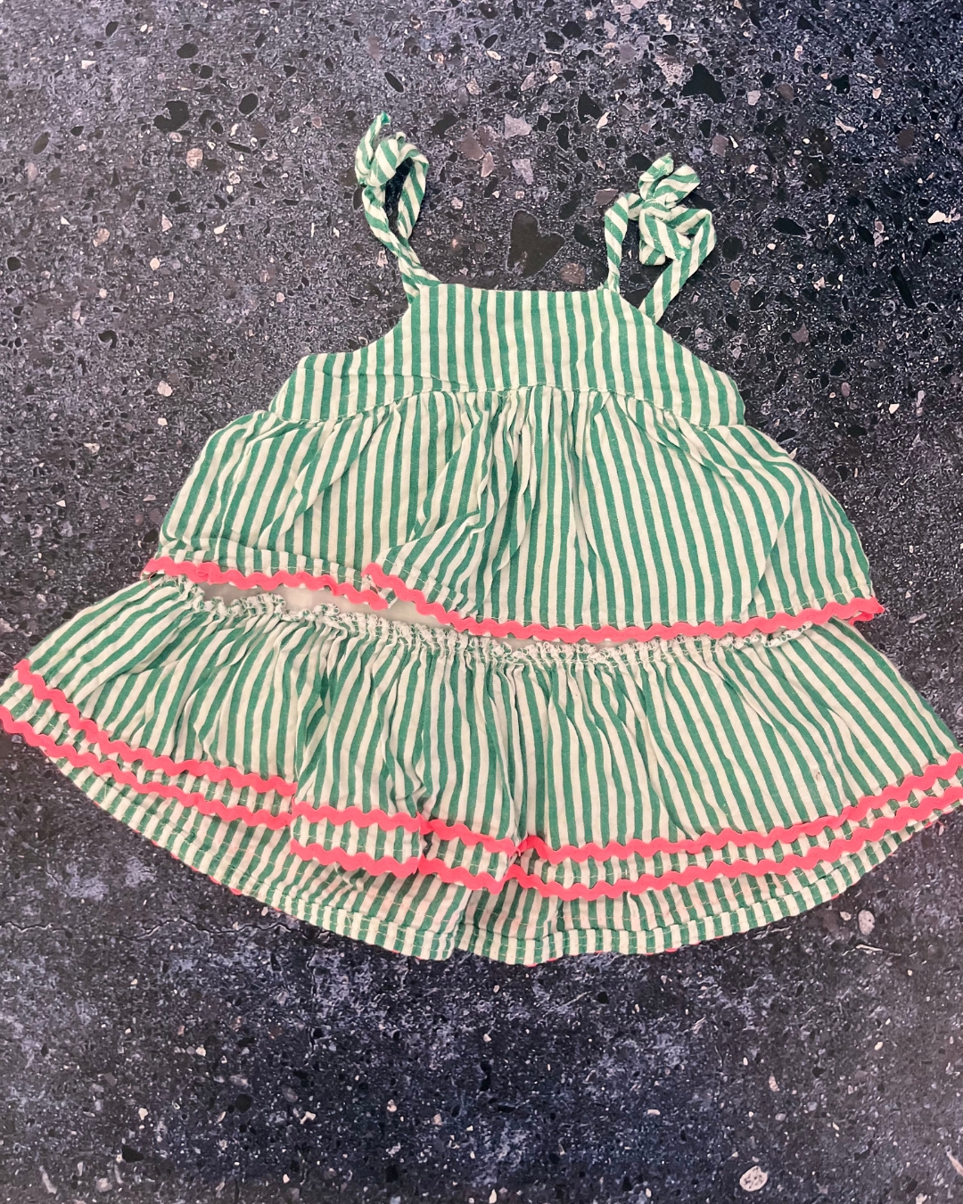 Clicks green and white striped dress Newborn