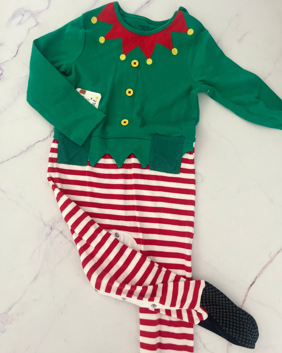 Little Ones green Elf onesie 18/24M