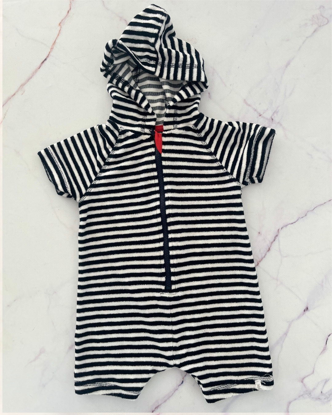 Woolworths blue and white towelling romper 3/6M