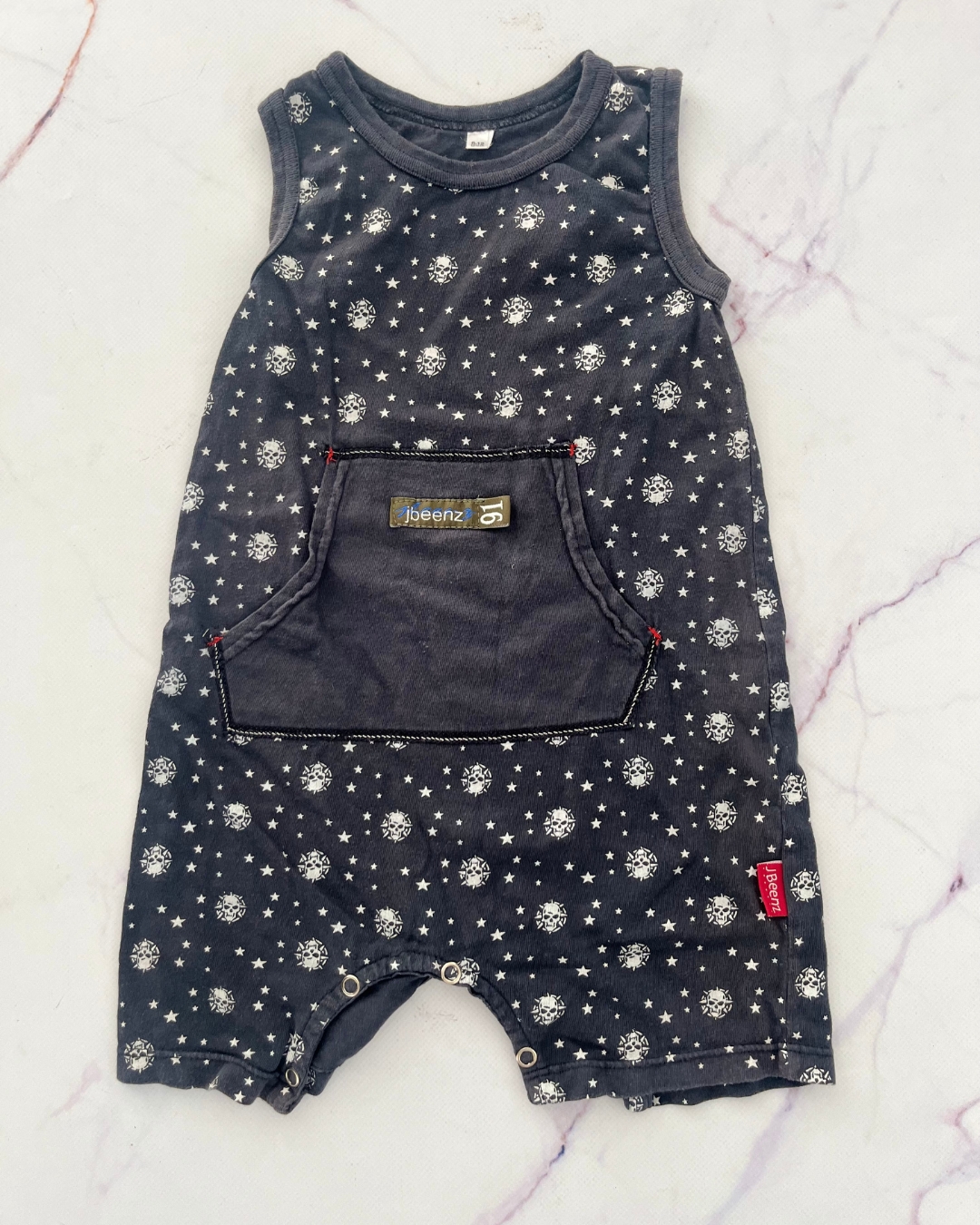 Jbeenz blue skull romper 6/12M