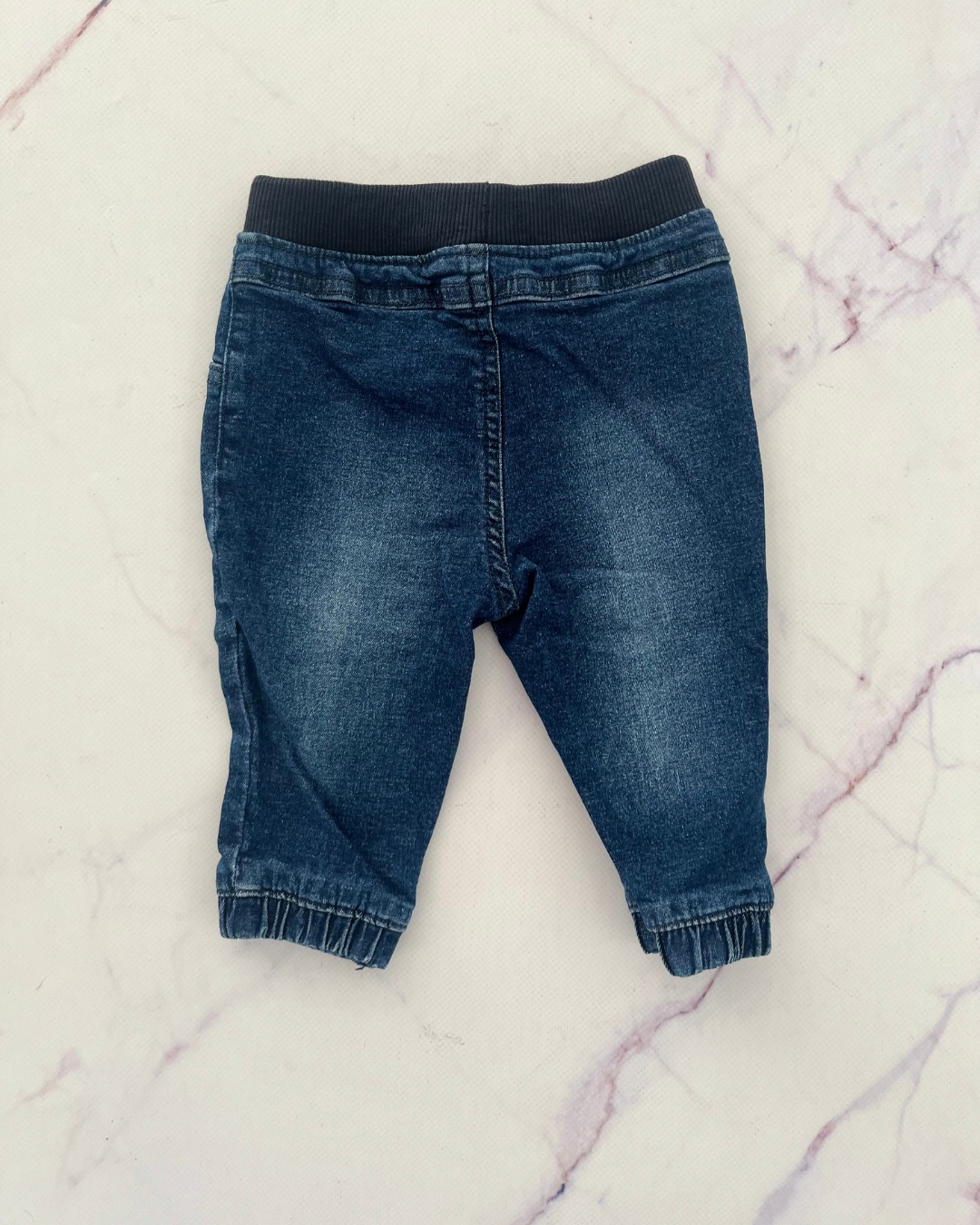 Blue jeans with black trim 3/6M