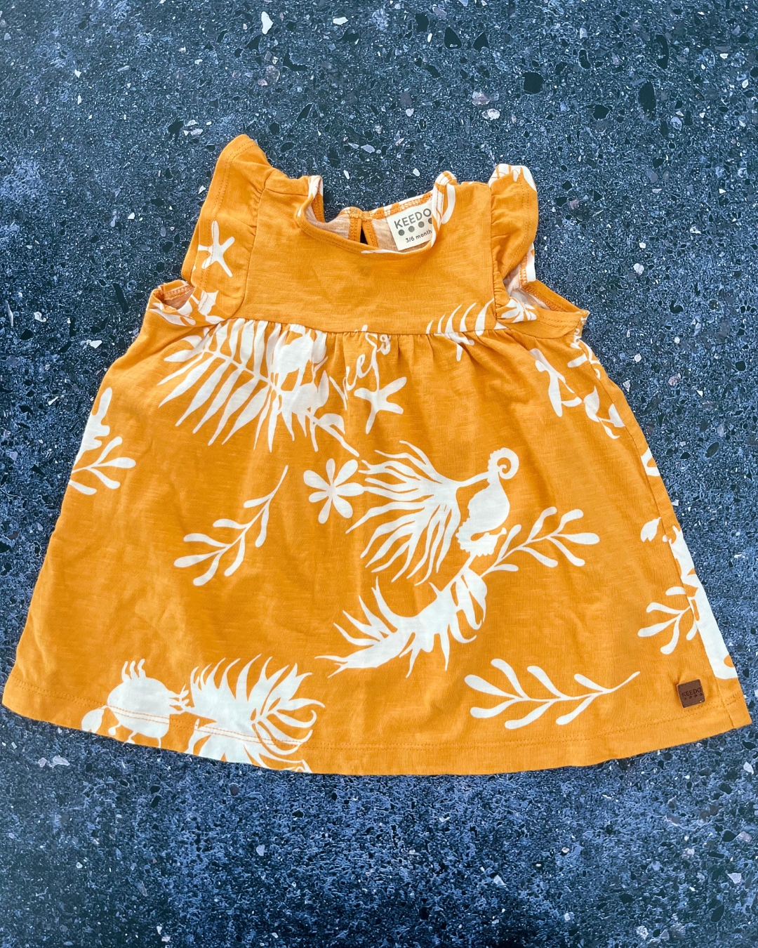 Keedo yellow floral dress 3/6M