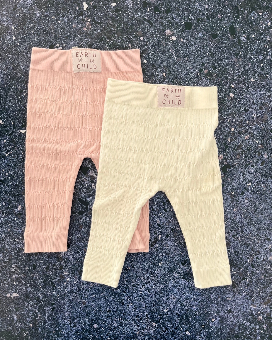 Earth Child knitted pink and white pants set 3/6M