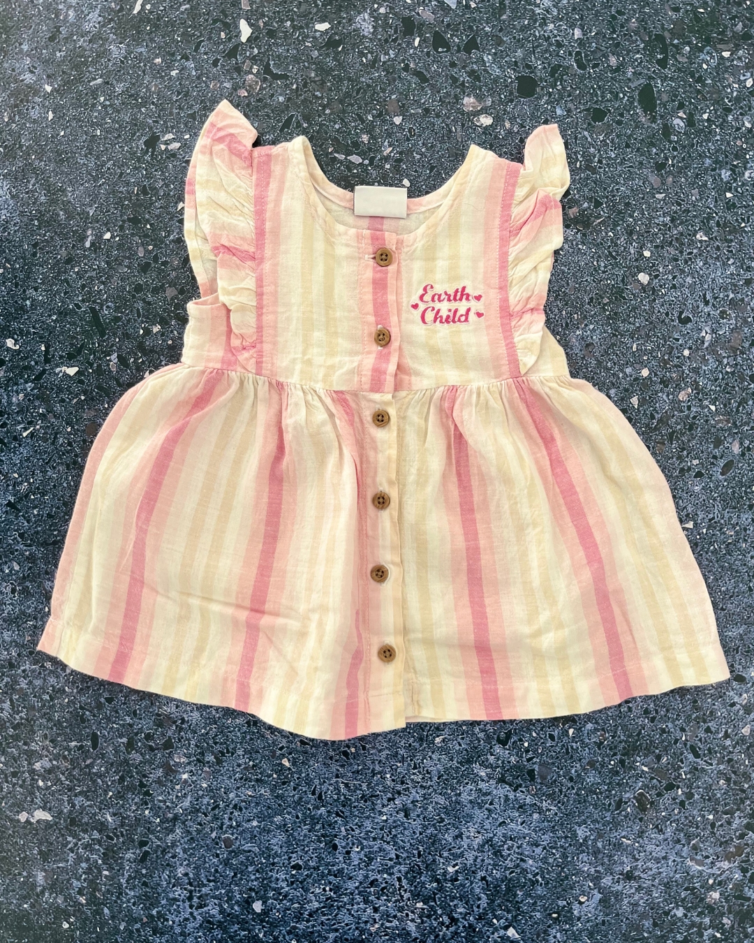 Keedo white, green, pink and yellow checked dress 0/3M