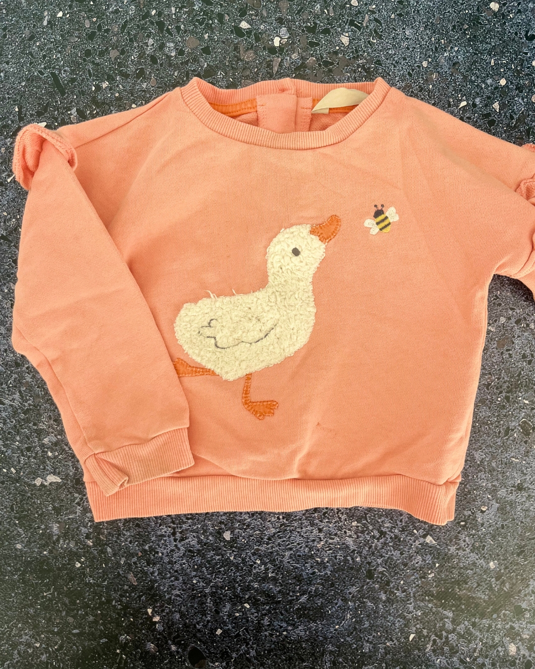 John Lewis pink duck sweater 2/3Y
