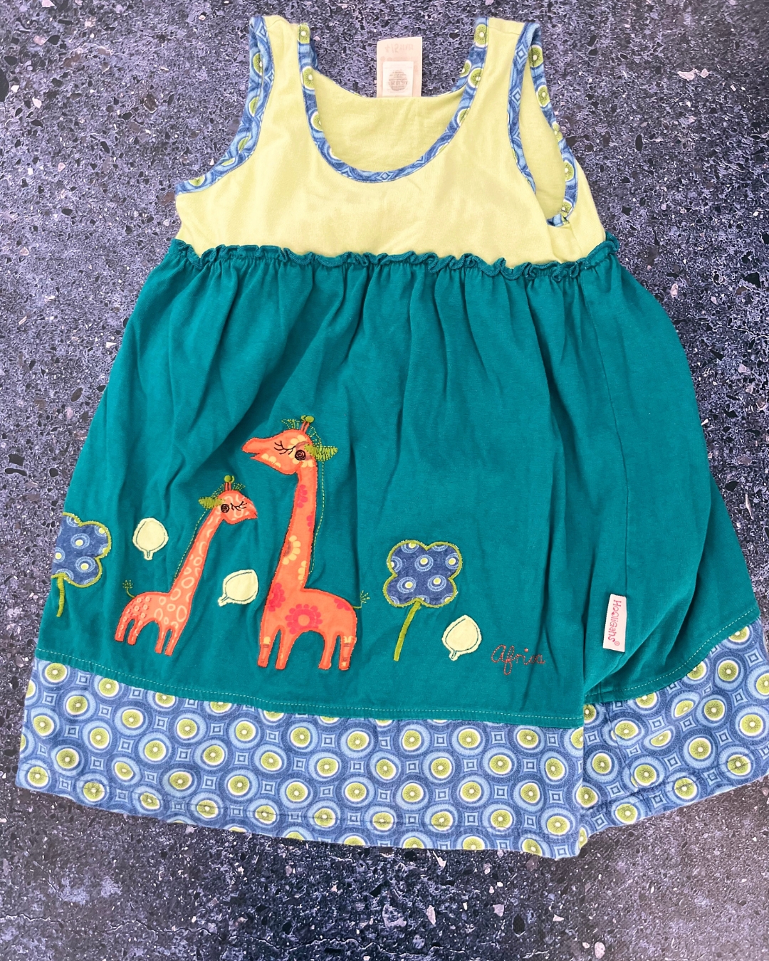 Hoolies green giraffe dress 4/5Y