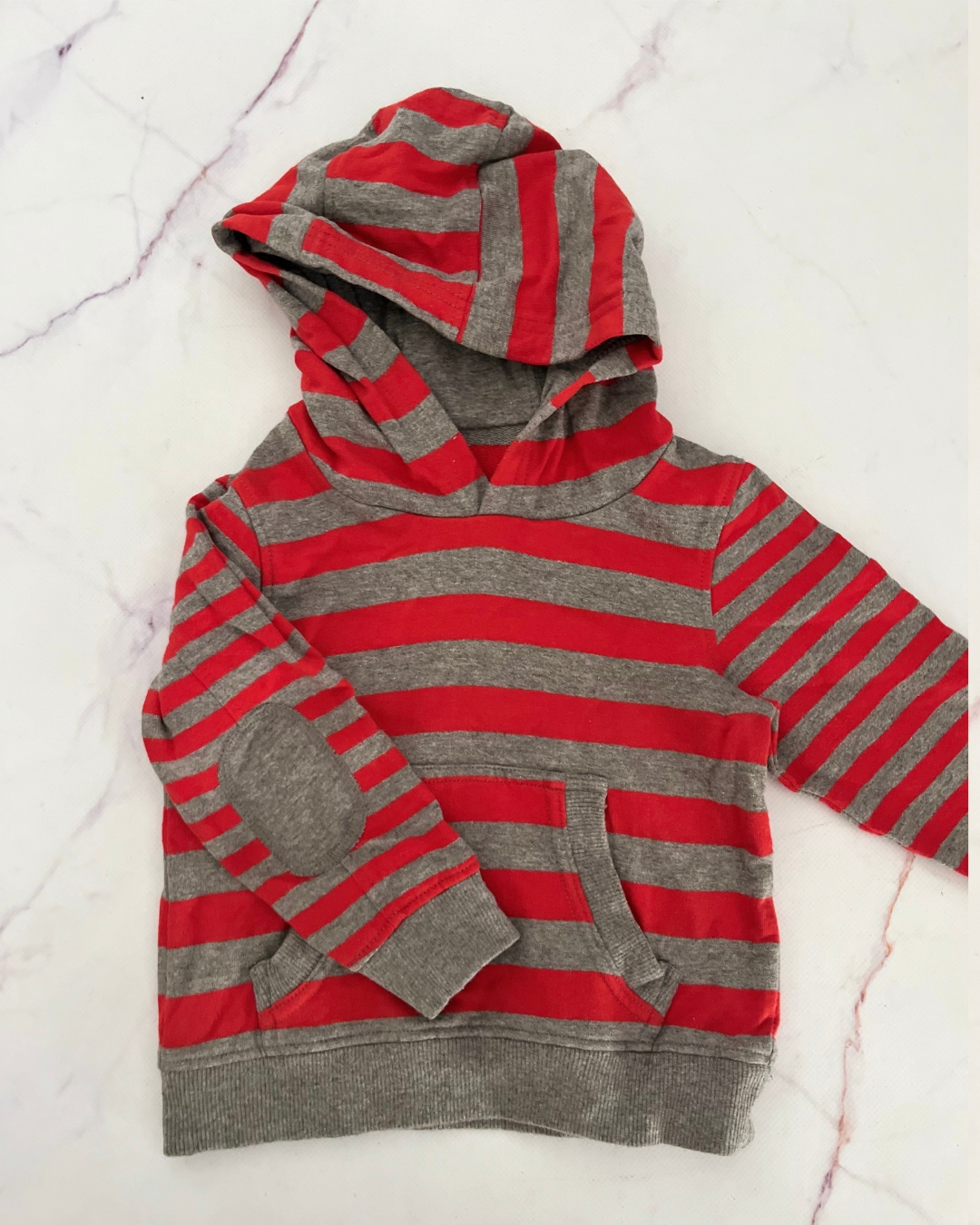 Mothercare grey and red striped hoodie 12/18M