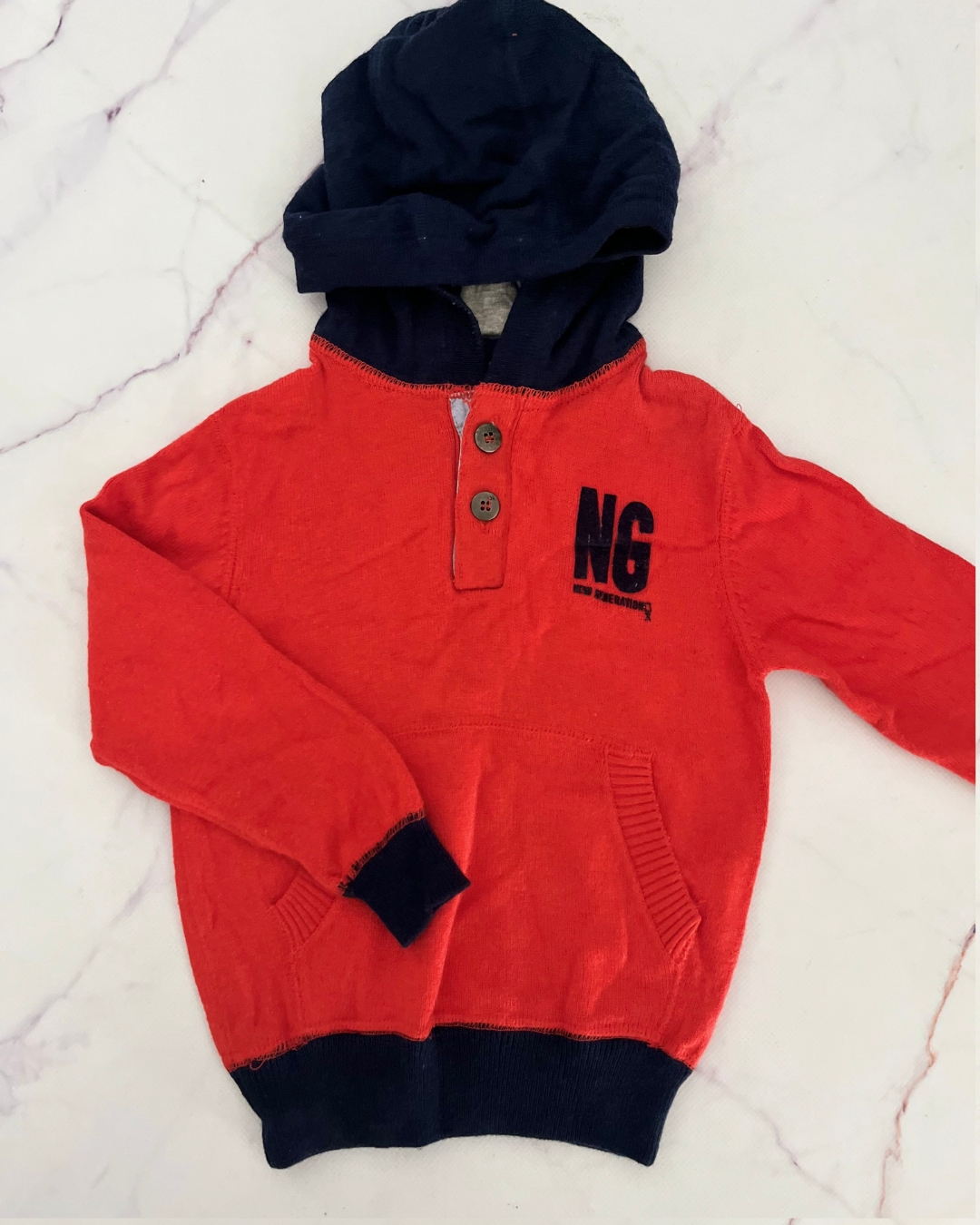 Obaidi red and blue hooded jersey 3Y