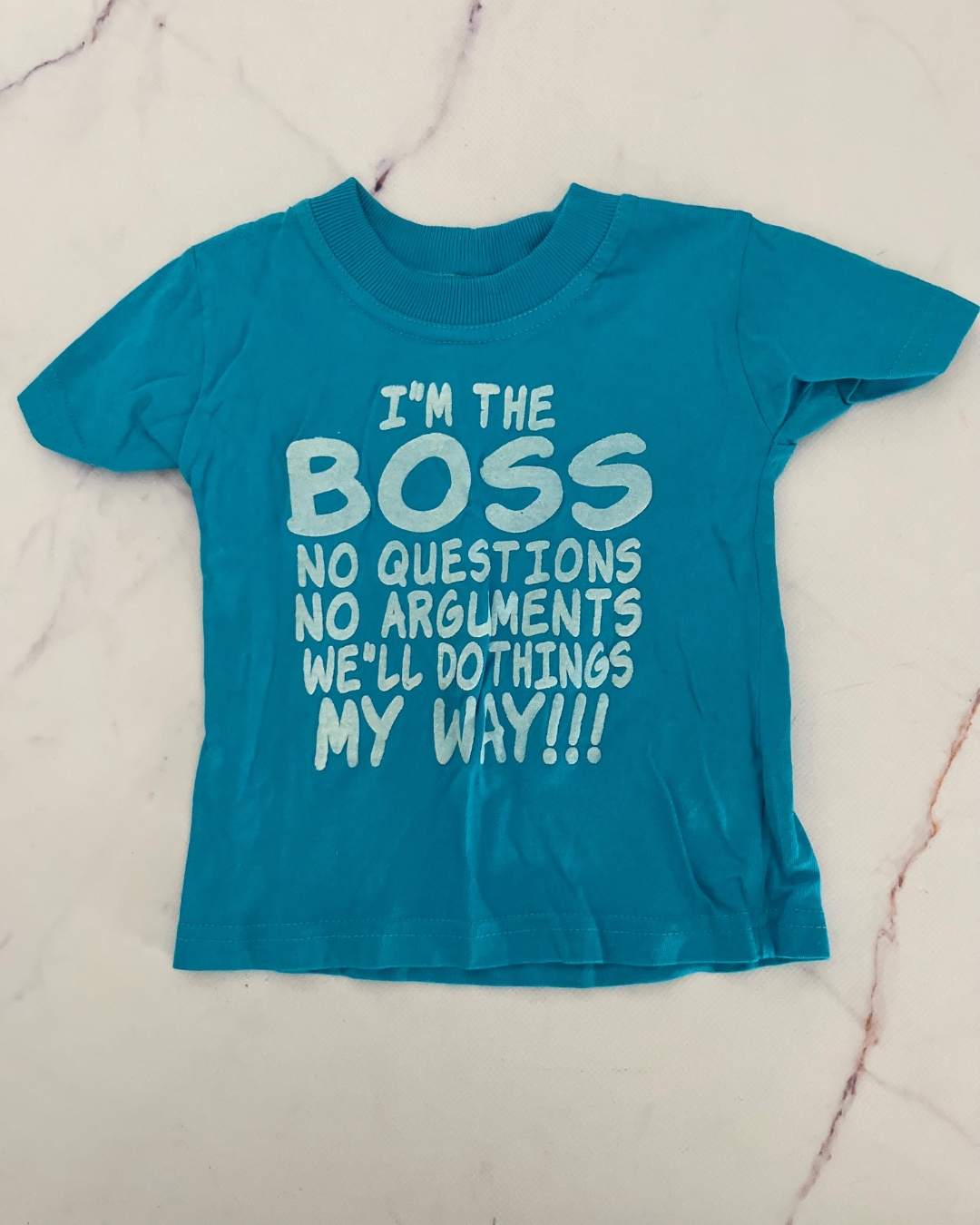 I'm The Boss blue T shirt 3/6M