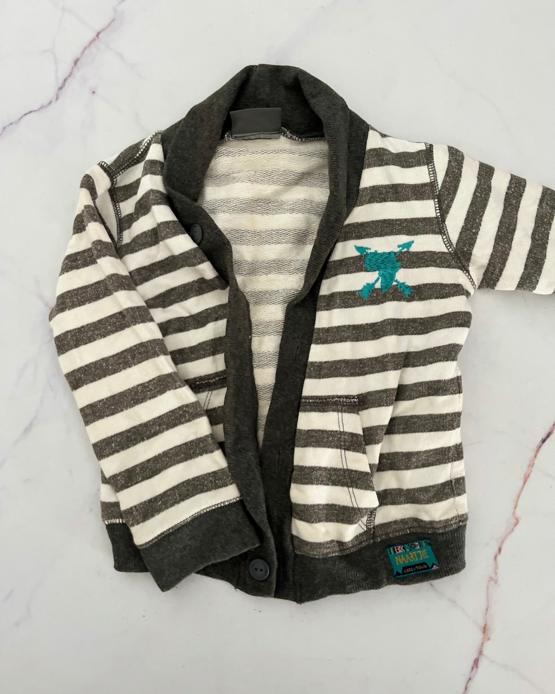 Naartjie white and grey striped cardigan 18/24M