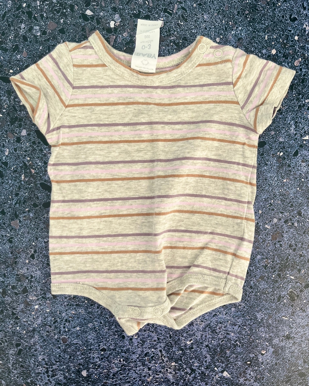 Cotton On grey striped baby grow 0/3M