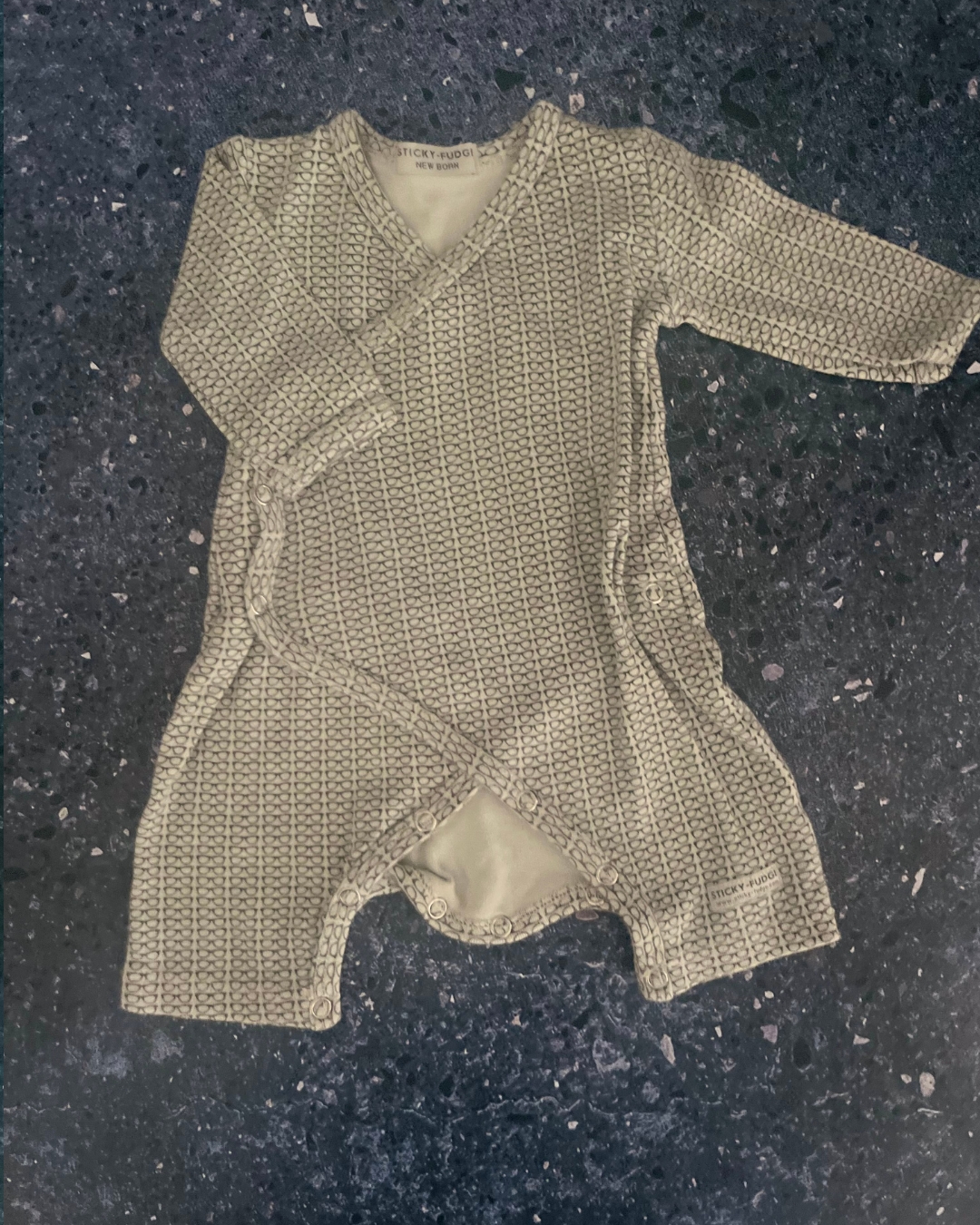 Sticky Fudge beige sunglasses romper Newborn