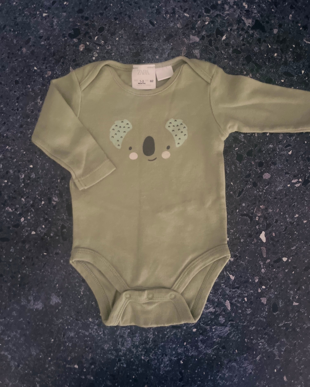 Zara green koala baby grow 1/3M